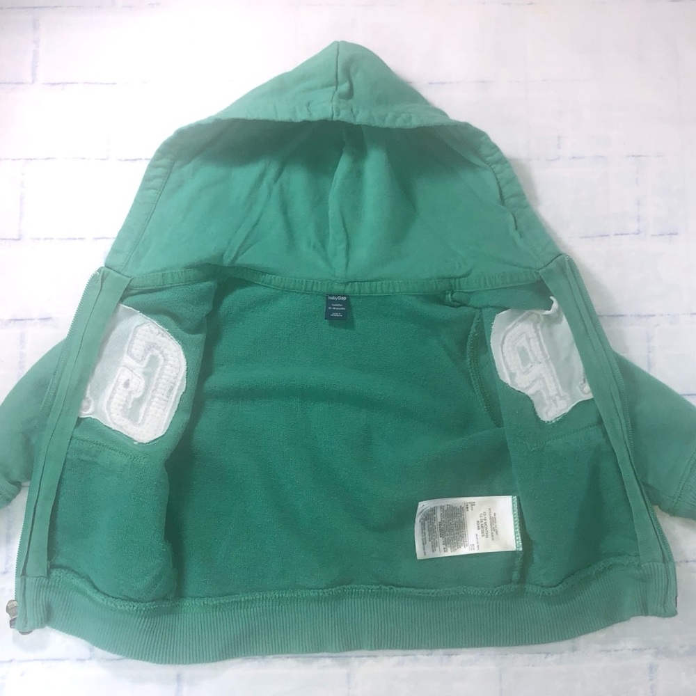 Baby Gap Green Hoodie with Blue Letters - Picture 4 of 6